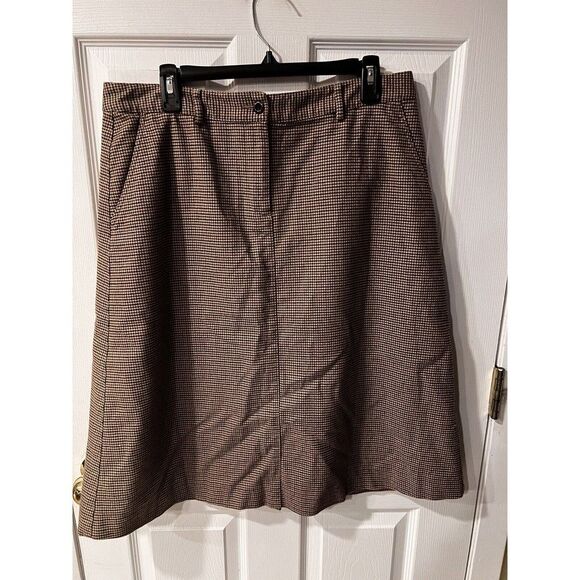 LL Bean Skirt Womens Sz 12P Houndstooth Equestrian Classic Fit Vintage Tan Brown - Picture 9 of 9